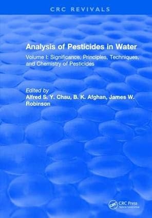 Analysis of Pesticides in Water Volume I Significance Principles Techniques and Chemistry of Pesticides