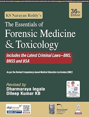 Ks Narayan Reddys The Essentials Of Forensic Medicine & Toxicology 36th Edition